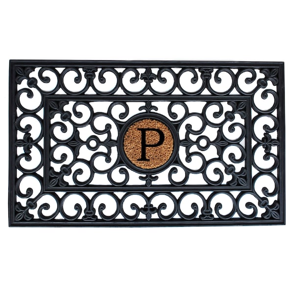 Calloway Mills Monogram Door Mat, Rubber, Black, Natural, 18 in W x 30 in L 150011830P - main